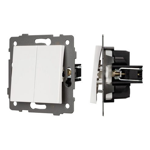 Механизм выключателя двухклавишный самовозвратный SWT-MKR2-PL-WH-V (250V, 10A) (Arlight, -)