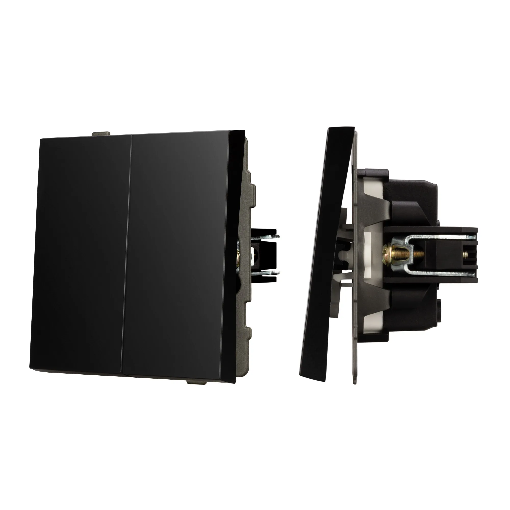 Механизм выключателя двухклавишный непроходной SWT-TENDO-MK02-PL-BK (230V, 10A) (Arlight, -)