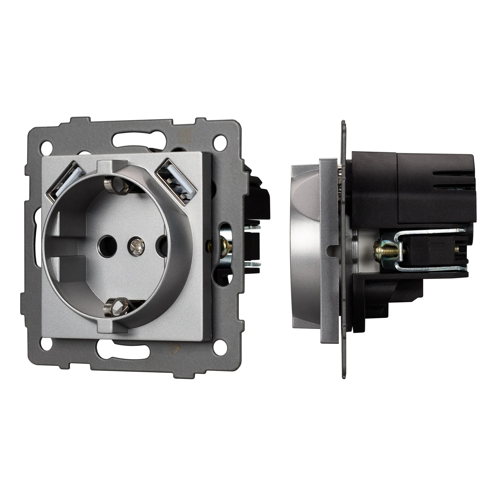 Механизм розетки с USB зарядкой SCT-MUAA-PL-GR-V (250V, 16A) (Arlight, -)