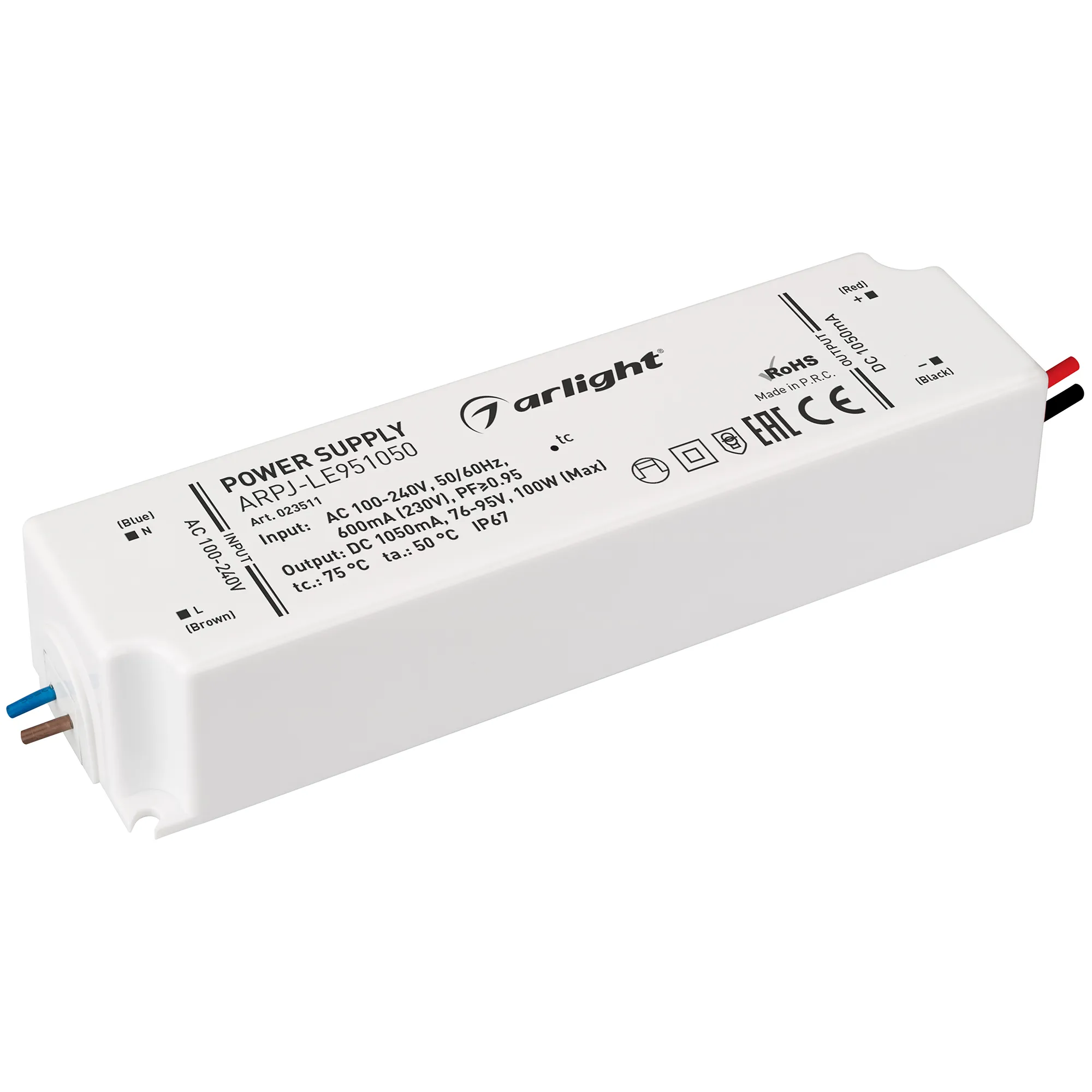 Блок питания ARPJ-LE951050 (100W, 1050mA, PFC) (Arlight, IP67 Пластик, 3 года)