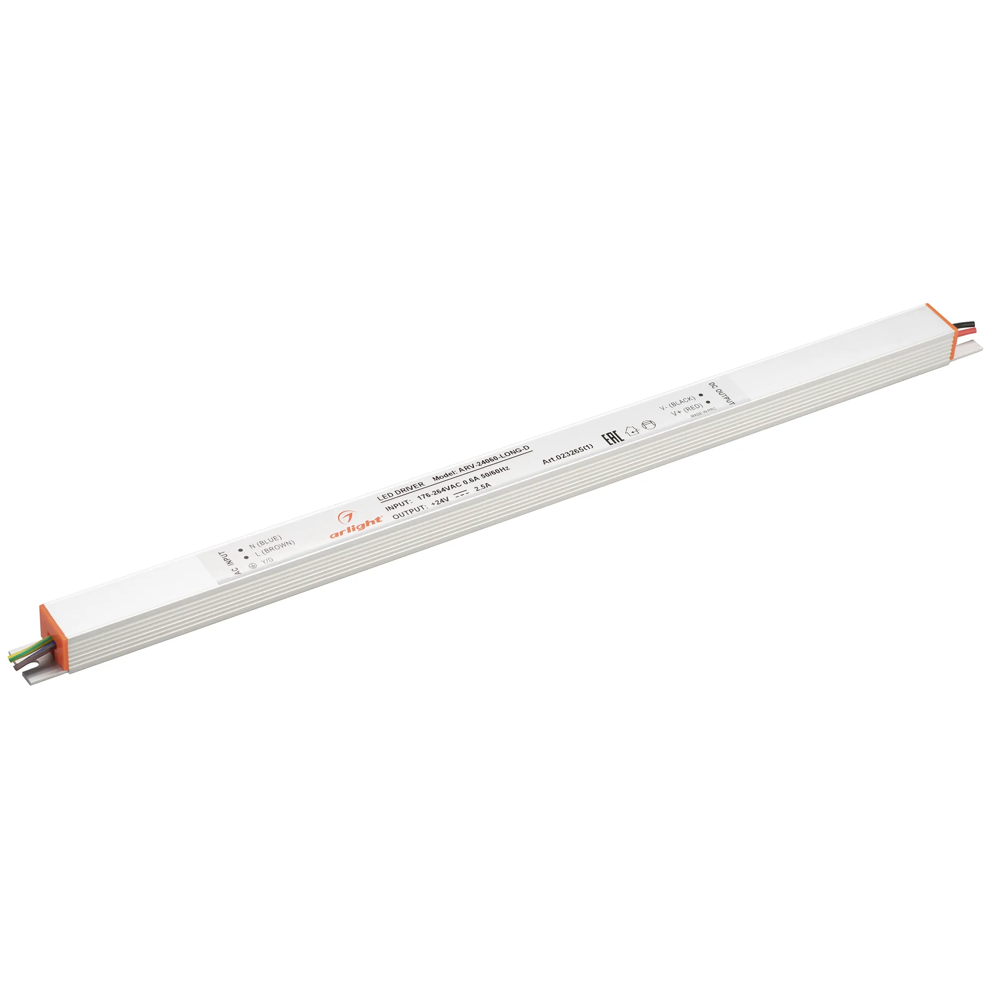Блок питания ARV-24060-LONG-D (24V, 2.5A, 60W) (Arlight, IP20 Металл, 2 года) - изображение товара